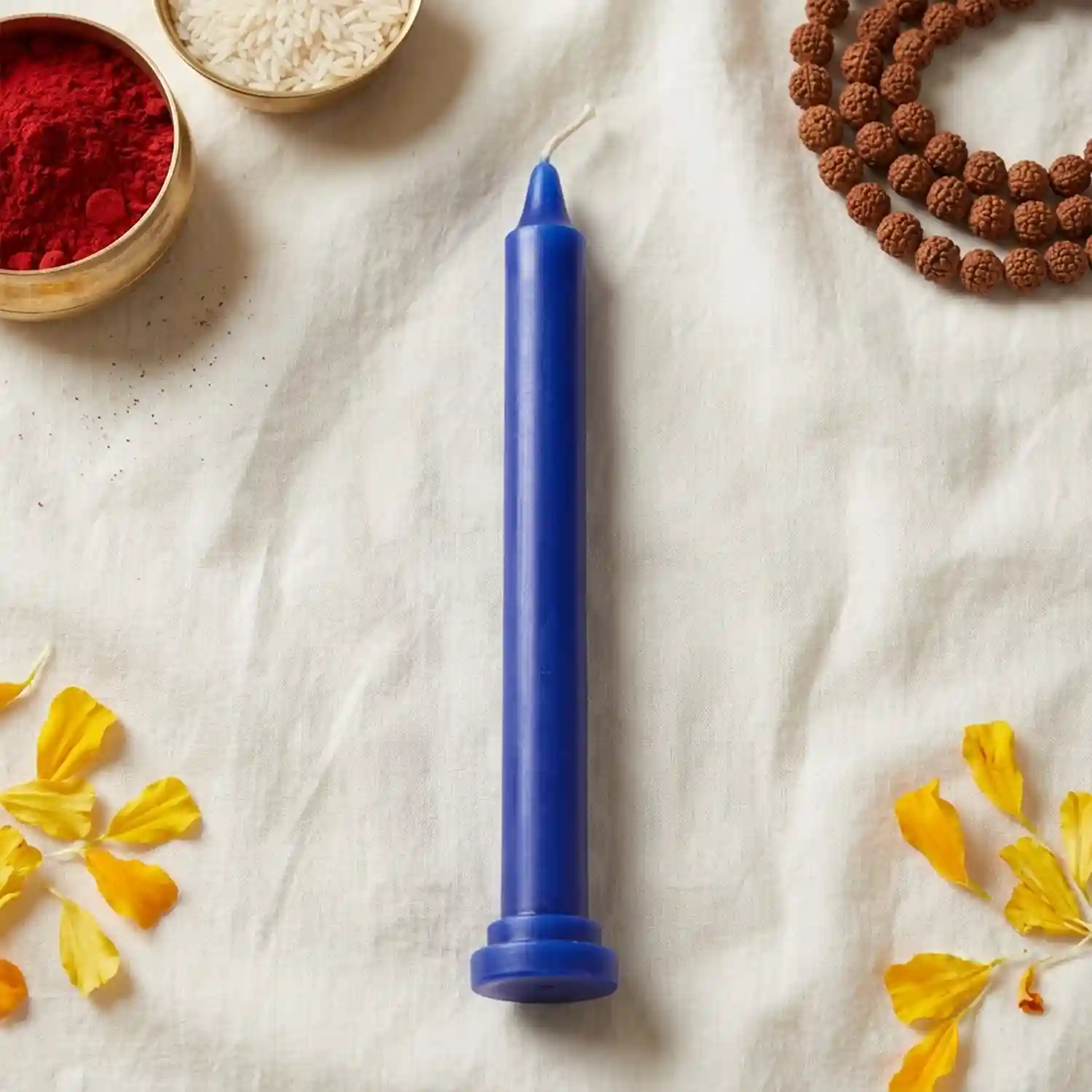 Blue Candle for Puja | Devotional Ritual Candle | Spiritual Prayer Candle