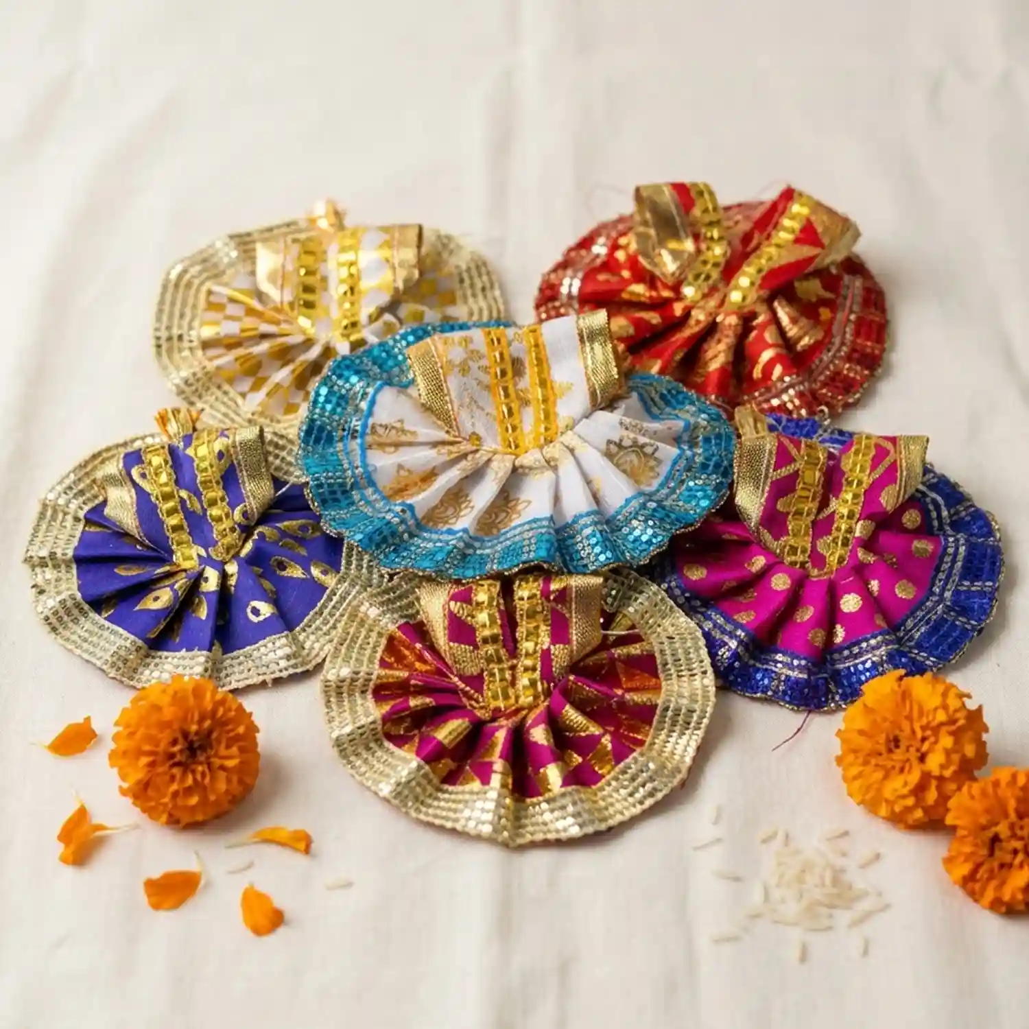 Laddu Gopal Traditional Zari Dress | Designer Laddu Gopal Dress | Size- 3.5